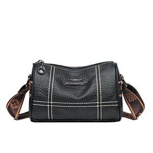 Black Pebbled Vegan Leather Crossbody Bag